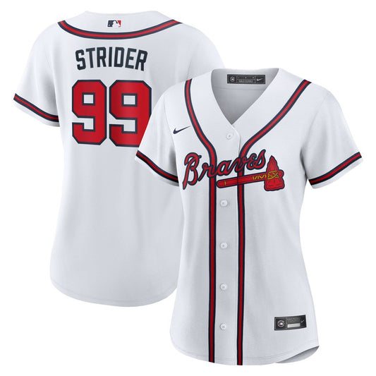 Atlanta Braves Spencer Strider Nike Women's Home Replica Jersey - White Team Jersey Sports Fan Apparel