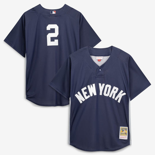 New York Yankees Derek Jeter Mitchell & Ness Authentic Batting Practice Jersey - Navy Team Jersey Sports Fan Apparel