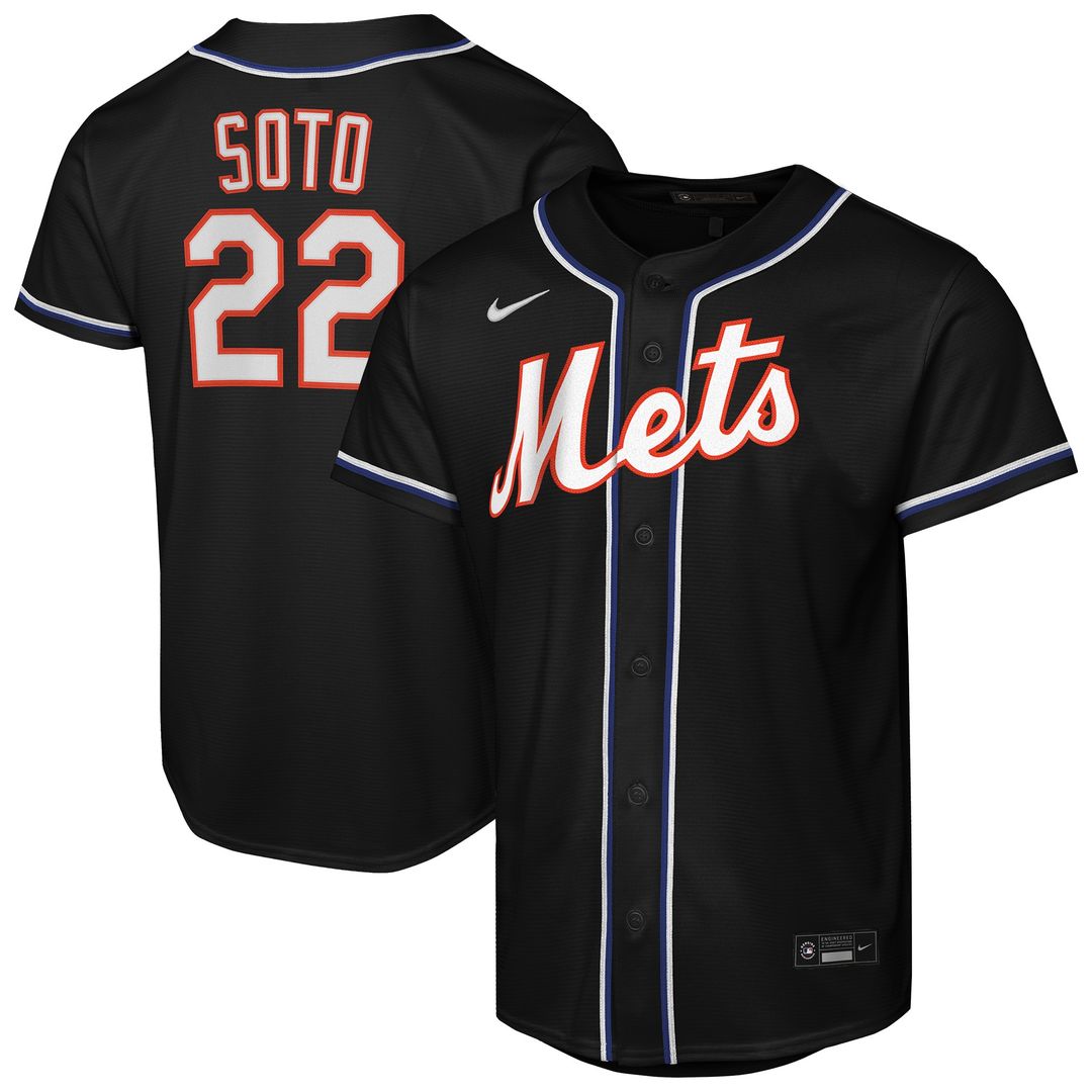 New York Mets Juan Soto Nike Youth Fashion Replica Player Jersey - Black Team Jersey Sports Fan Apparel