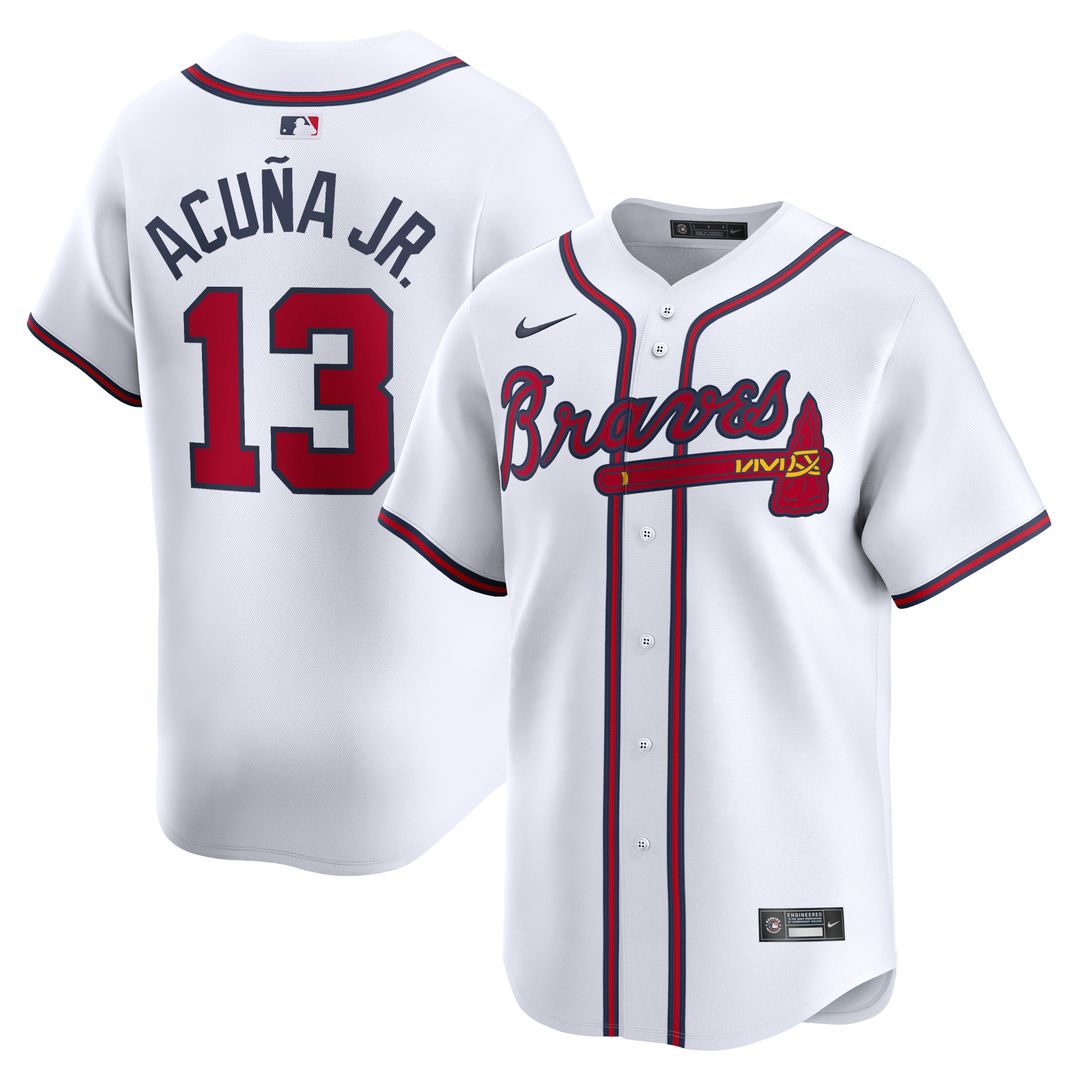 Atlanta Braves Ronald Acuña Jr. Nike Home Limited Player Jersey - White Team Jersey Sports Fan Apparel