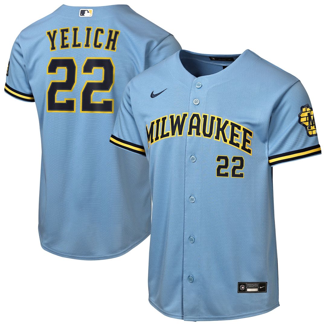 Milwaukee Brewers Christian Yelich Nike Youth Road Stadium Jersey - Powder Blue Team Jersey Sports Fan Apparel
