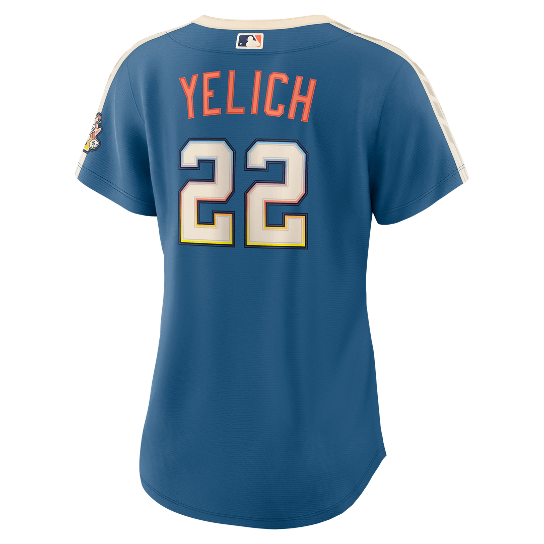 Milwaukee Brewers Christian Yelich Nike Women's 2026 City Connect Stadium Jersey - Mineral Blue Team Jersey Sports Fan Apparel