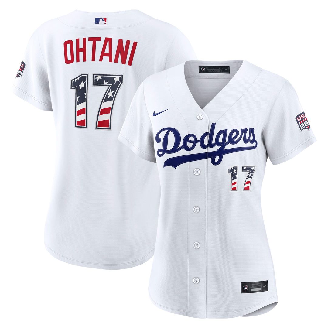 Los Angeles Dodgers Shohei Ohtani Nike Women's USA 250 Fourth of July Home Stadium Jersey - White Team Jersey Sports Fan Apparel