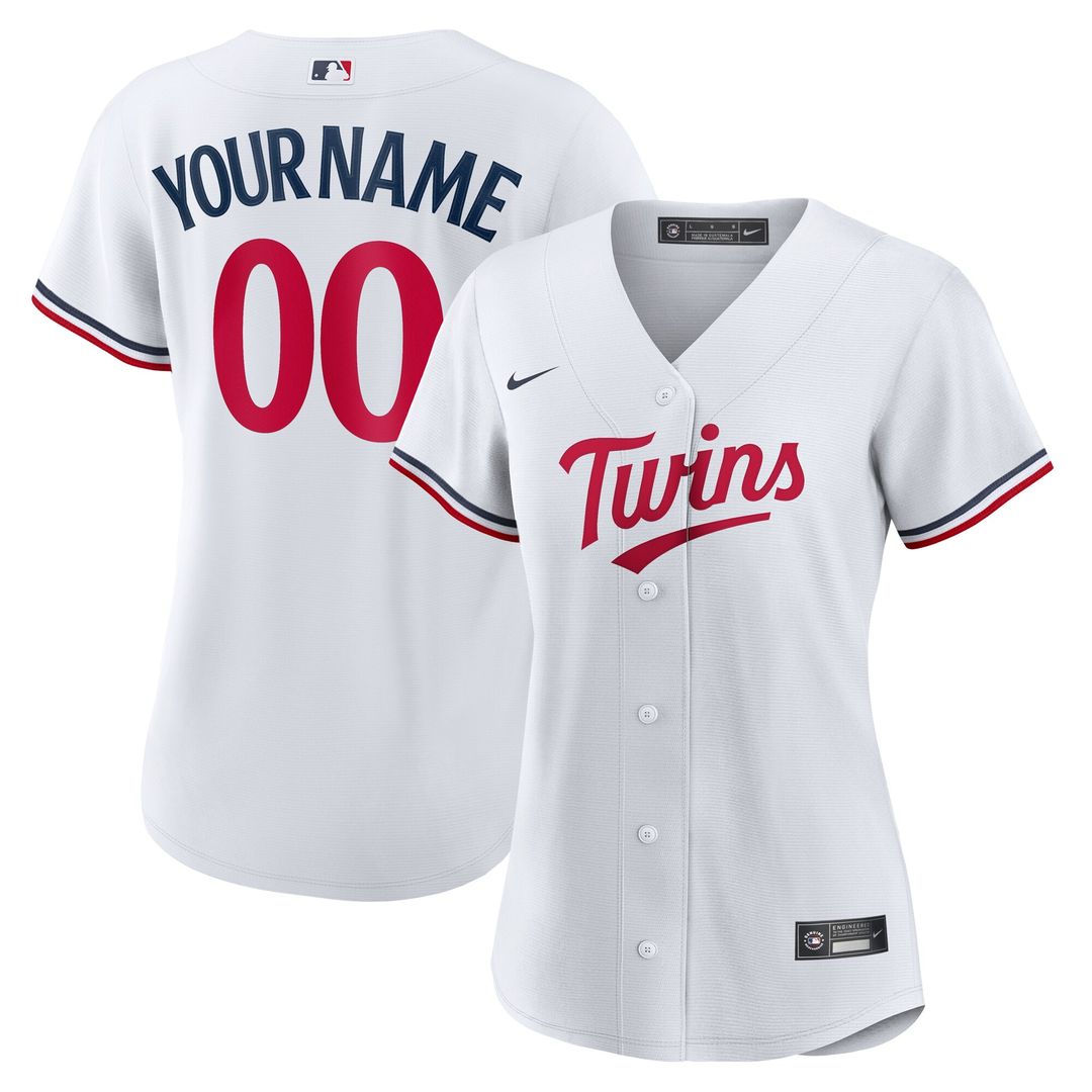 Minnesota Twins Nike Women's Home Replica Custom Jersey - White Team Jersey Sports Fan Apparel