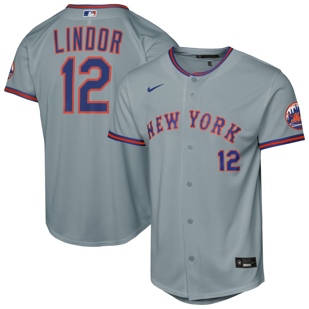 New York Mets Francisco Lindor Nike Youth Road Stadium Player Jersey - Gray Team Jersey Sports Fan Apparel