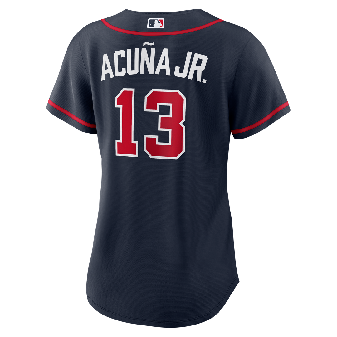 Atlanta Braves Ronald Acuña Jr. Nike Women's Alternate Replica Jersey - Navy Team Jersey Sports Fan Apparel