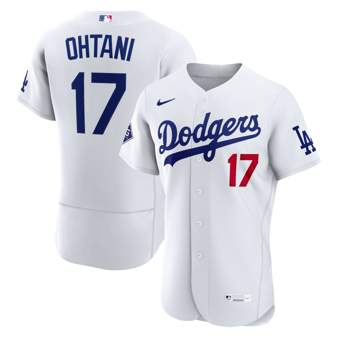 Los Angeles Dodgers Shohei Ohtani Nike Home Authentic Sponsor Patch Jersey - White Team Jersey Sports Fan Apparel
