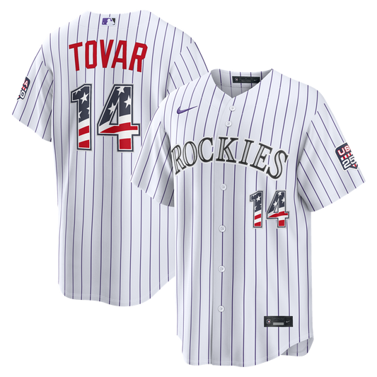 Colorado Rockies Ezequiel Tovar Nike USA 250 Fourth of July Home Stadium Jersey - White Team Jersey Sports Fan Apparel