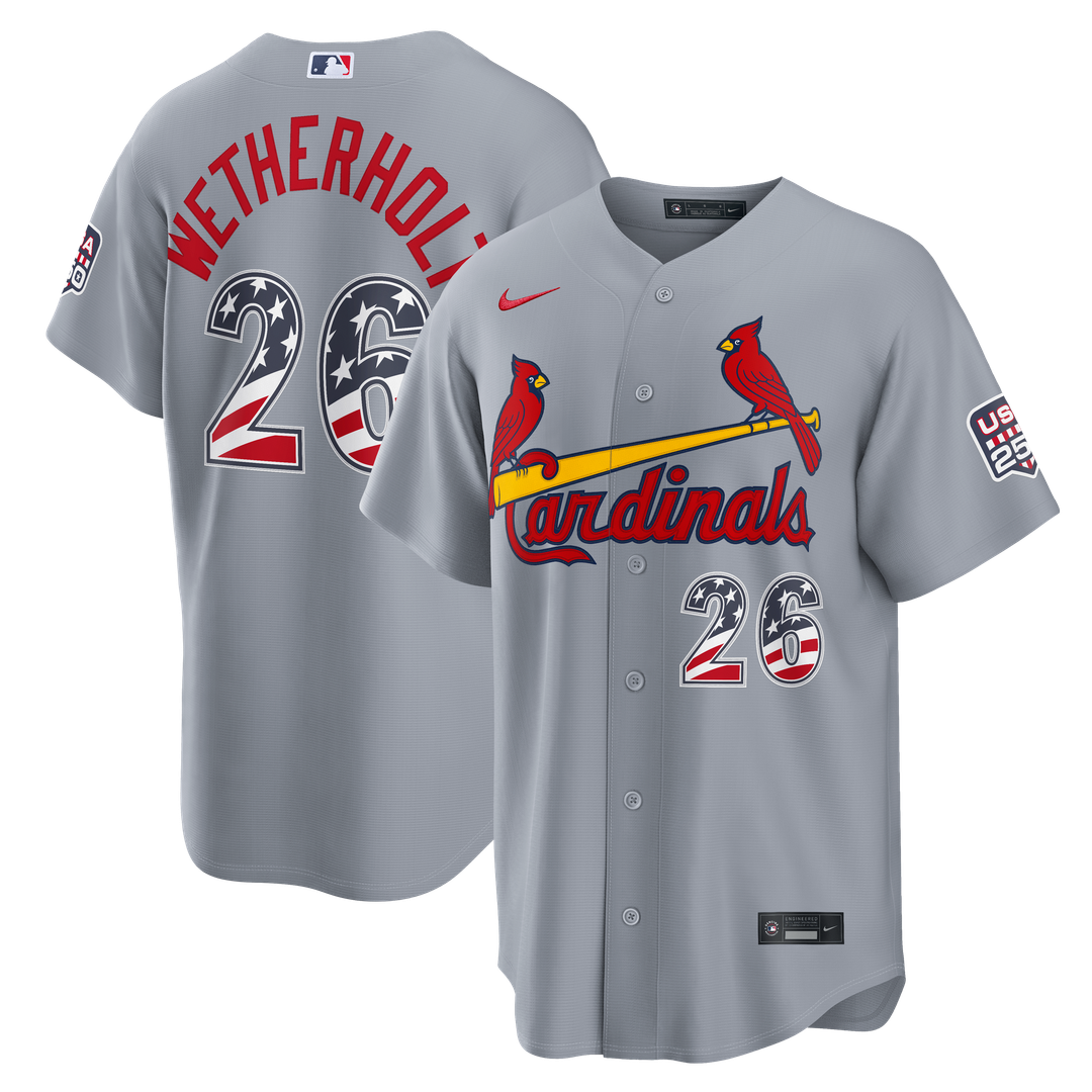 St. Louis Cardinals JJ Wetherholt Nike USA 250 Fourth of July Road Stadium Jersey - Gray Team Jersey Sports Fan Apparel