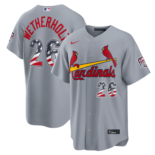 St. Louis Cardinals JJ Wetherholt Nike USA 250 Fourth of July Road Stadium Jersey - Gray Team Jersey Sports Fan Apparel