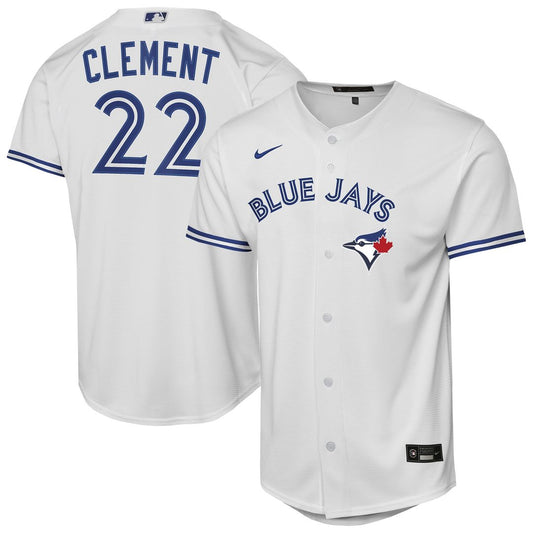 Toronto Blue Jays Ernie Clement Nike Youth Home Baseline Jersey - White Team Jersey Sports Fan Apparel