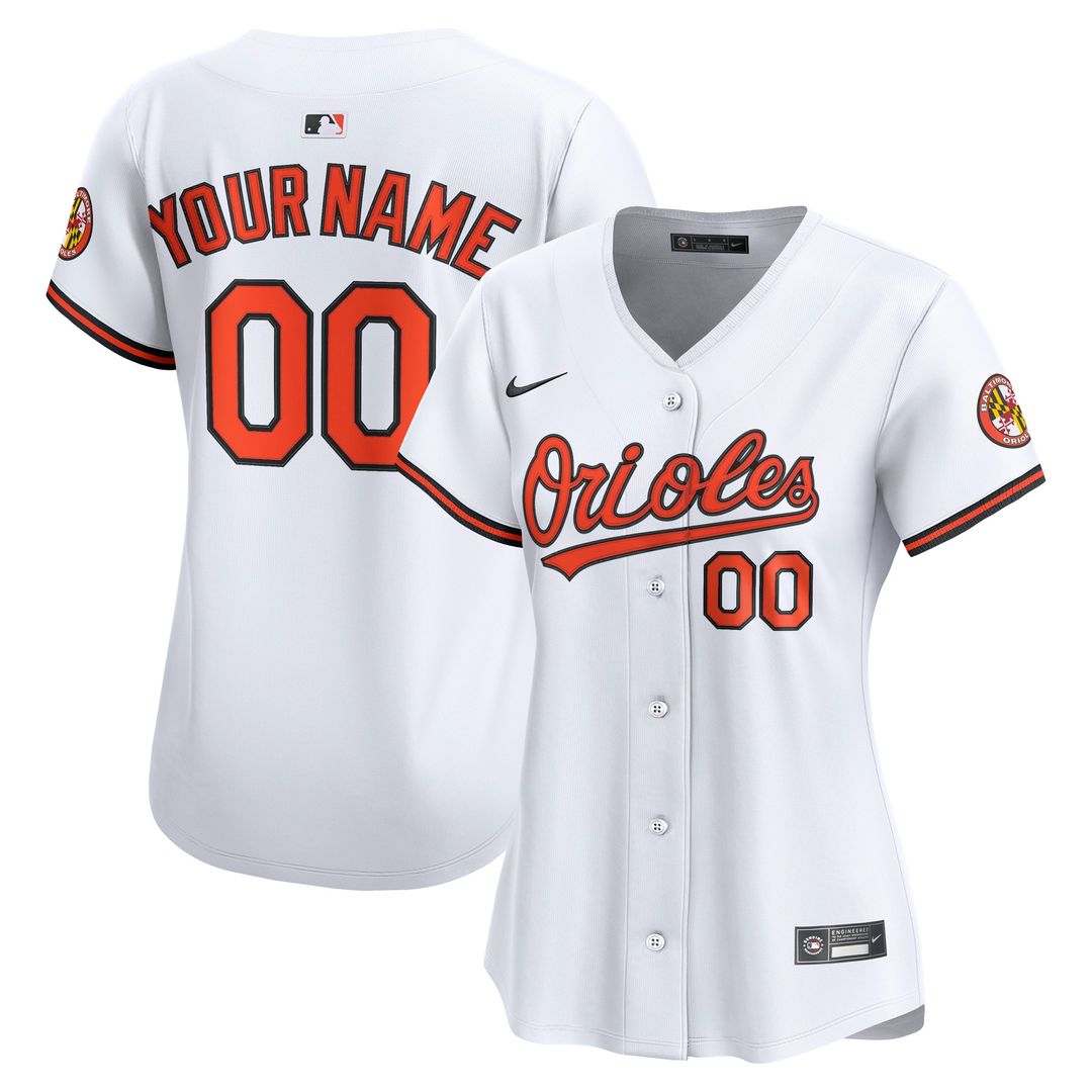 Baltimore Orioles Nike Women's Home Limited Custom Jersey - White Team Jersey Sports Fan Apparel