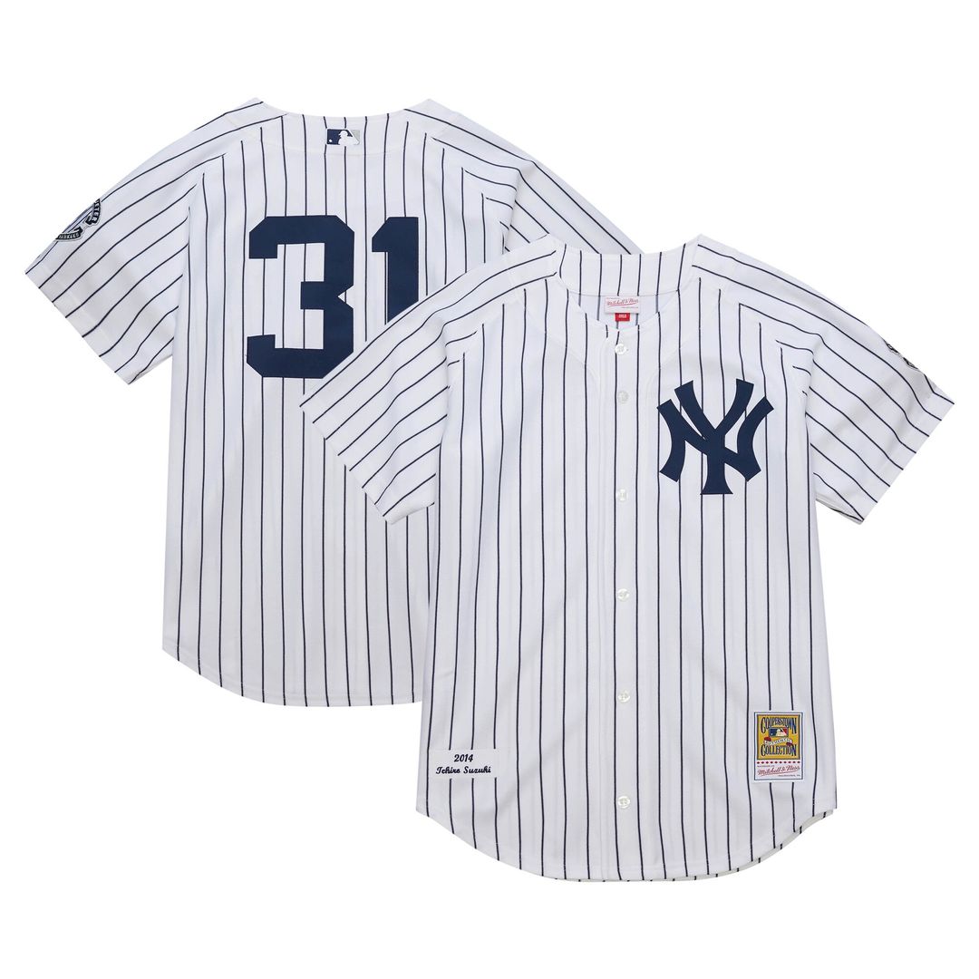 New York Yankees Ichiro Suzuki Mitchell & Ness 2014 Cooperstown Authentic Throwback Jersey - White Team Jersey Sports Fan Apparel