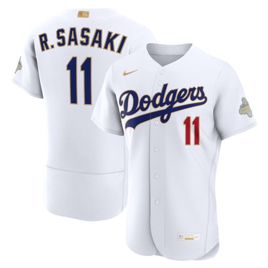 Los Angeles Dodgers Roki Sasaki Nike 2026 Gold Collection Authentic Jersey - White Team Jersey Sports Fan Apparel