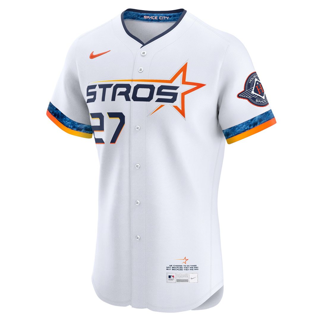 Houston Astros Jose Altuve Nike 2025 City Connect Elite Player Jersey - White Team Jersey Sports Fan Apparel