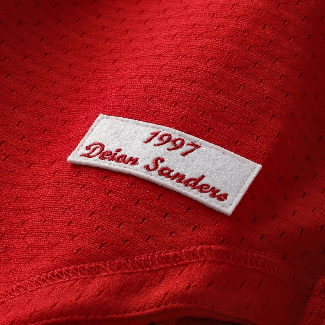 Cincinnati Reds Deion Sanders Mitchell & Ness Cooperstown Mesh Batting Practice Button - Up Jersey - Red Team Jersey Sports Fan Apparel