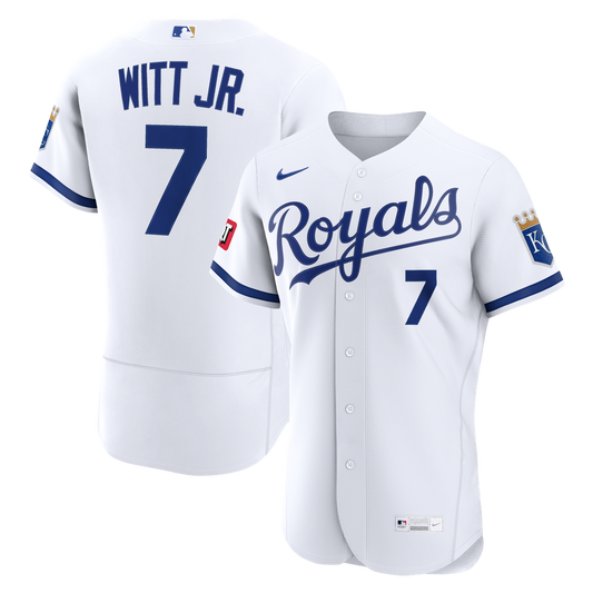 Kansas City Royals Bobby Witt Jr. Nike Home Authentic Sponsor Patch Jersey - White Team Jersey Sports Fan Apparel