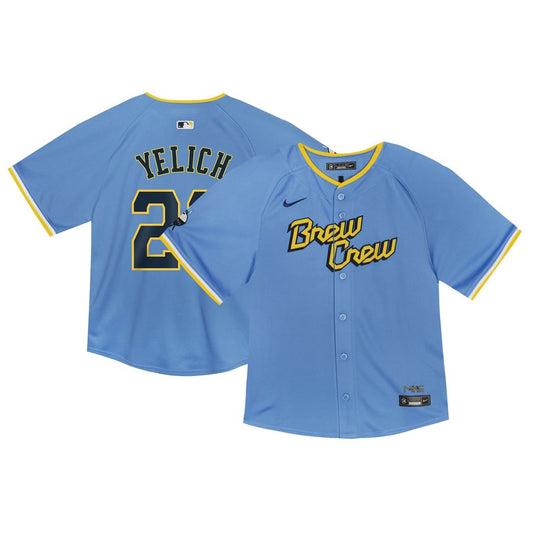 Milwaukee Brewers Christian Yelich Nike Toddler City Connect Limited Player Jersey - Powder Blue Team Jersey Sports Fan Apparel