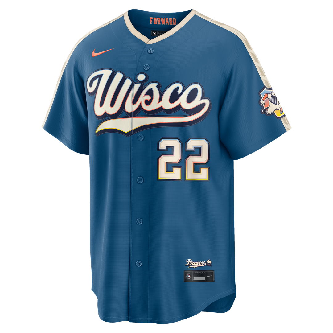 Milwaukee Brewers Christian Yelich Nike 2026 City Connect Stadium Jersey - Mineral Blue Team Jersey Sports Fan Apparel
