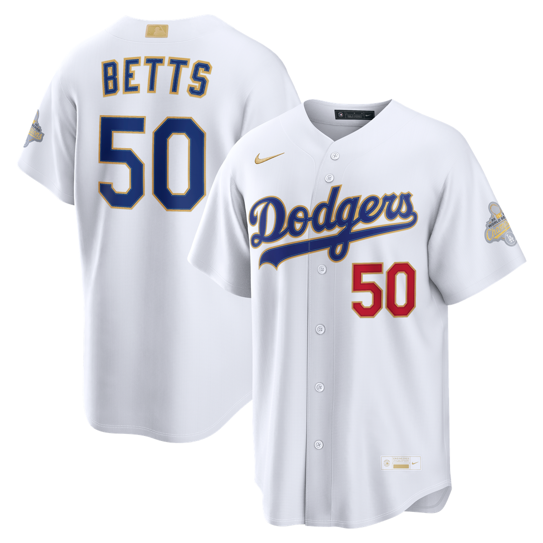 Los Angeles Dodgers Mookie Betts Nike 2026 Gold Collection Stadium Jersey - White Team Jersey Sports Fan Apparel