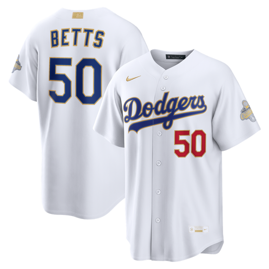 Los Angeles Dodgers Mookie Betts Nike 2026 Gold Collection Stadium Jersey - White Team Jersey Sports Fan Apparel