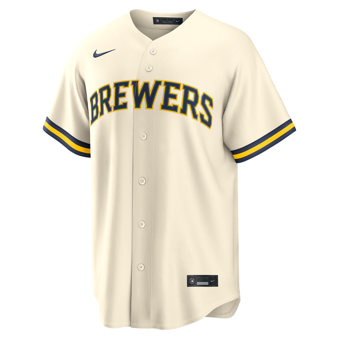 Milwaukee Brewers Nike Home Replica Custom Jersey - Cream Team Jersey Sports Fan Apparel