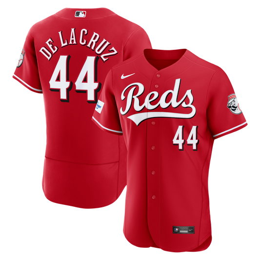 Cincinnati Reds Elly De La Cruz Nike Alternate Authentic Sponsor Patch Jersey - Red Team Jersey Sports Fan Apparel