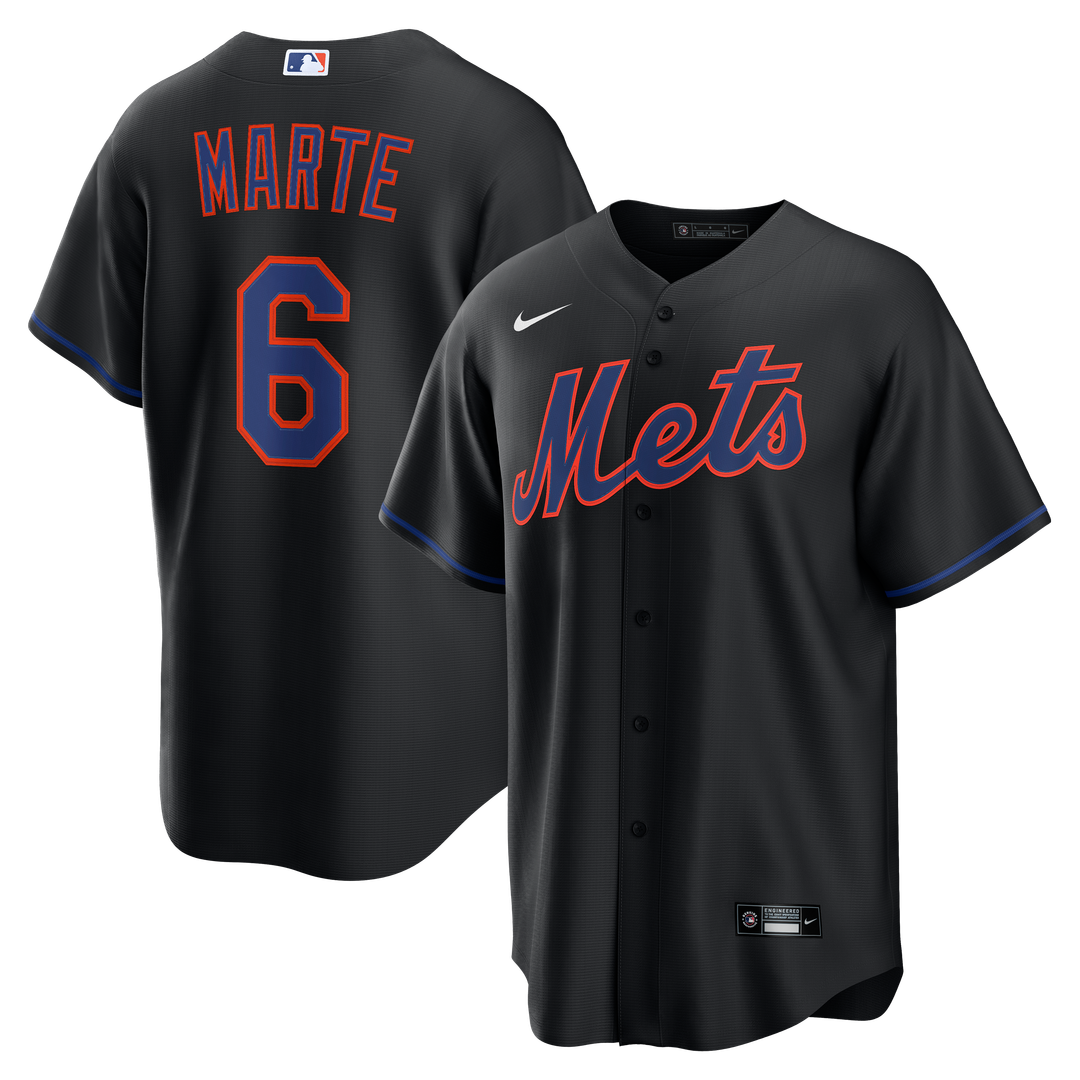 New York Mets Starling Marte Nike Alternate Replica Jersey - Black Team Jersey Sports Fan Apparel