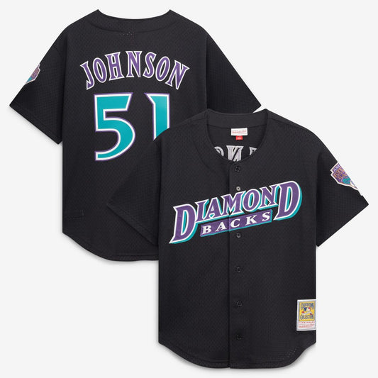 Arizona Diamondbacks Randy Johnson Mitchell & Ness Cooperstown Mesh Batting Practice Button - Up Jersey - Black Team Jersey Sports Fan Apparel