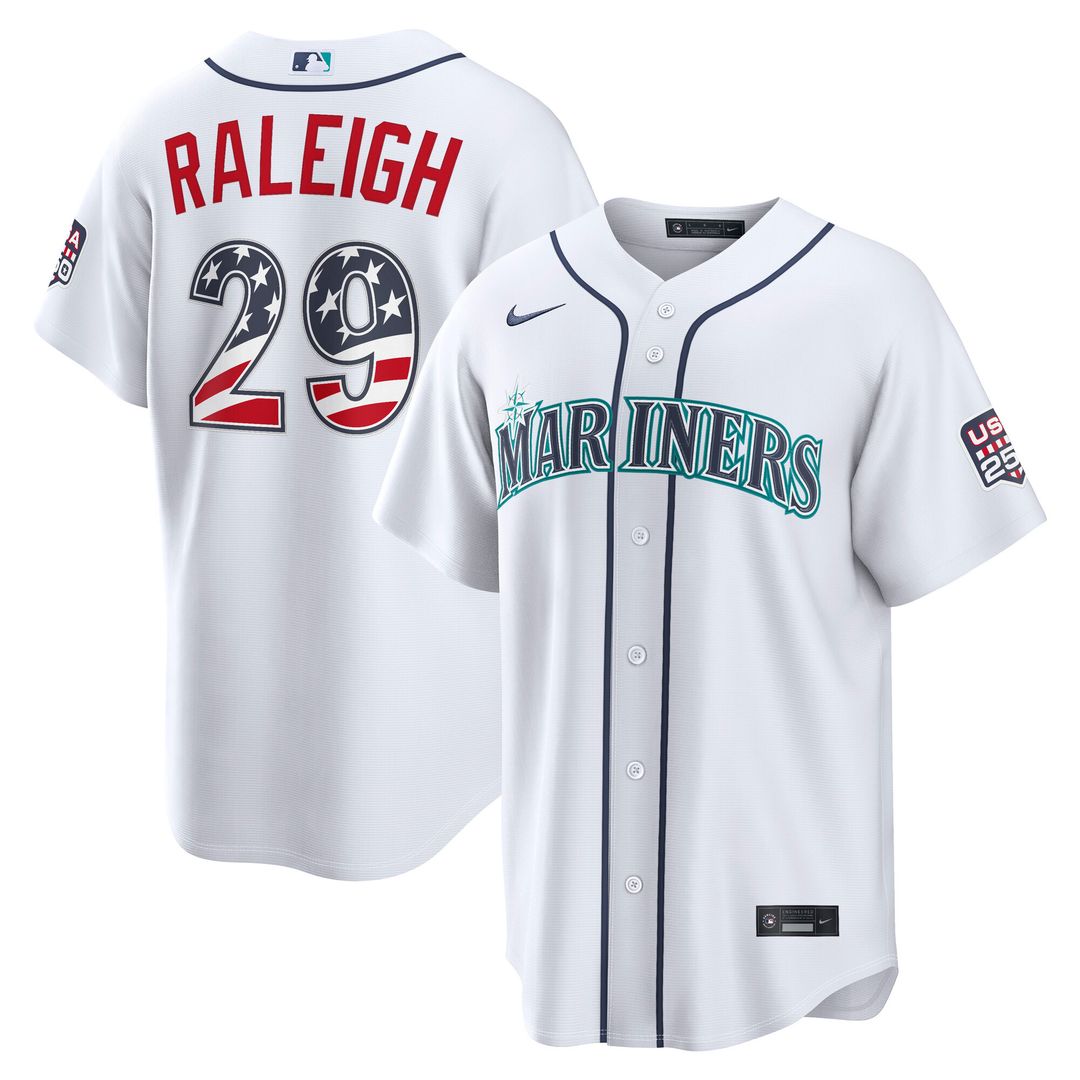 Seattle Mariners Cal Raleigh Nike USA 250 Fourth of July Home Stadium Jersey - White Team Jersey Sports Fan Apparel