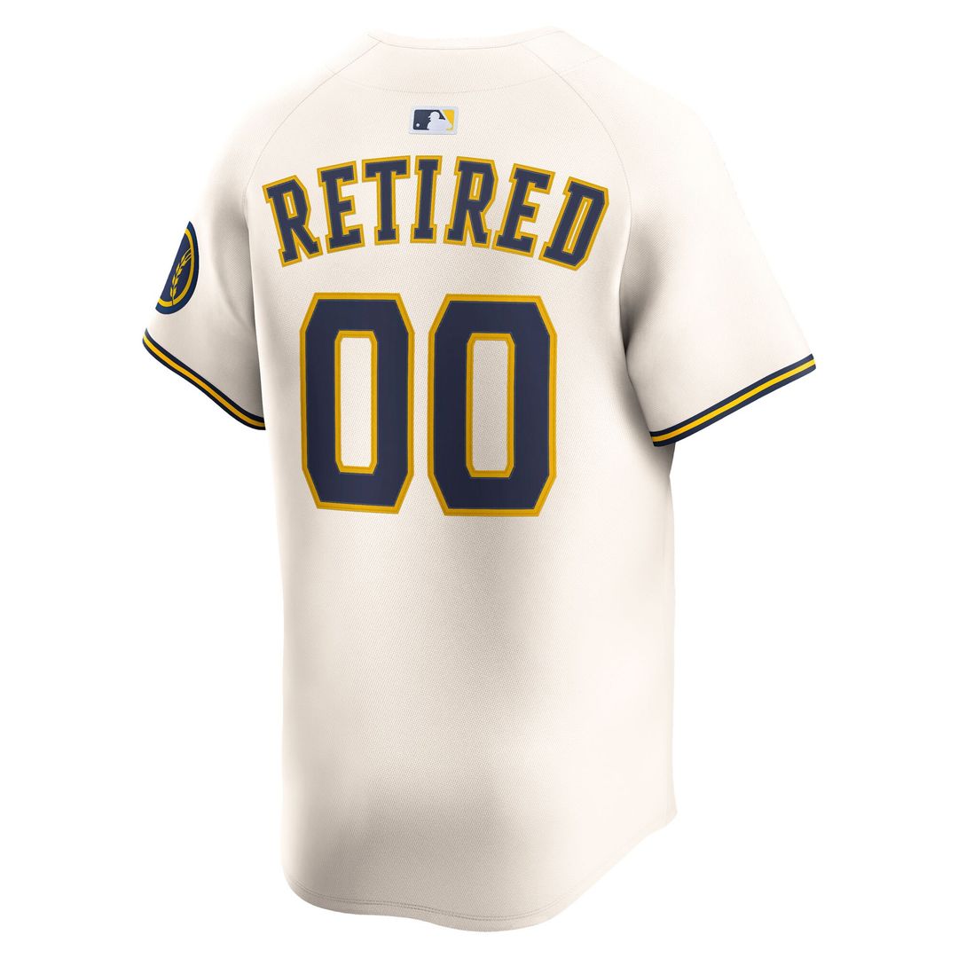 Milwaukee Brewers Nike Home Limited Pick - A - Player Retired Roster Jersey - Cream Team Jersey Sports Fan Apparel