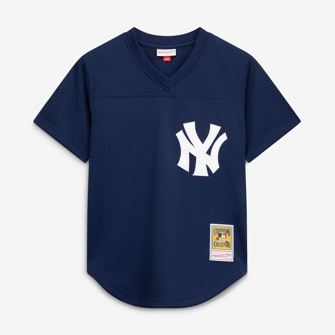New York Yankees Rickey Henderson Mitchell & Ness Cooperstown Mesh Batting Practice Button - Up Jersey - Navy Team Jersey Sports Fan Apparel