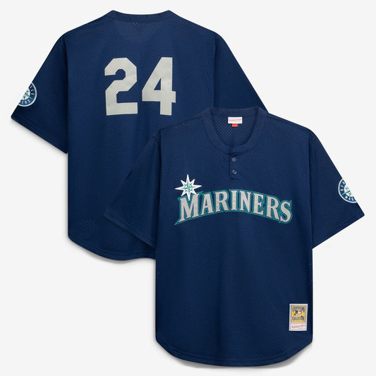 Seattle Mariners Mitchell & Ness Big & Tall Cooperstown Mesh Batting Practice Jersey - Navy Team Jersey Sports Fan Apparel