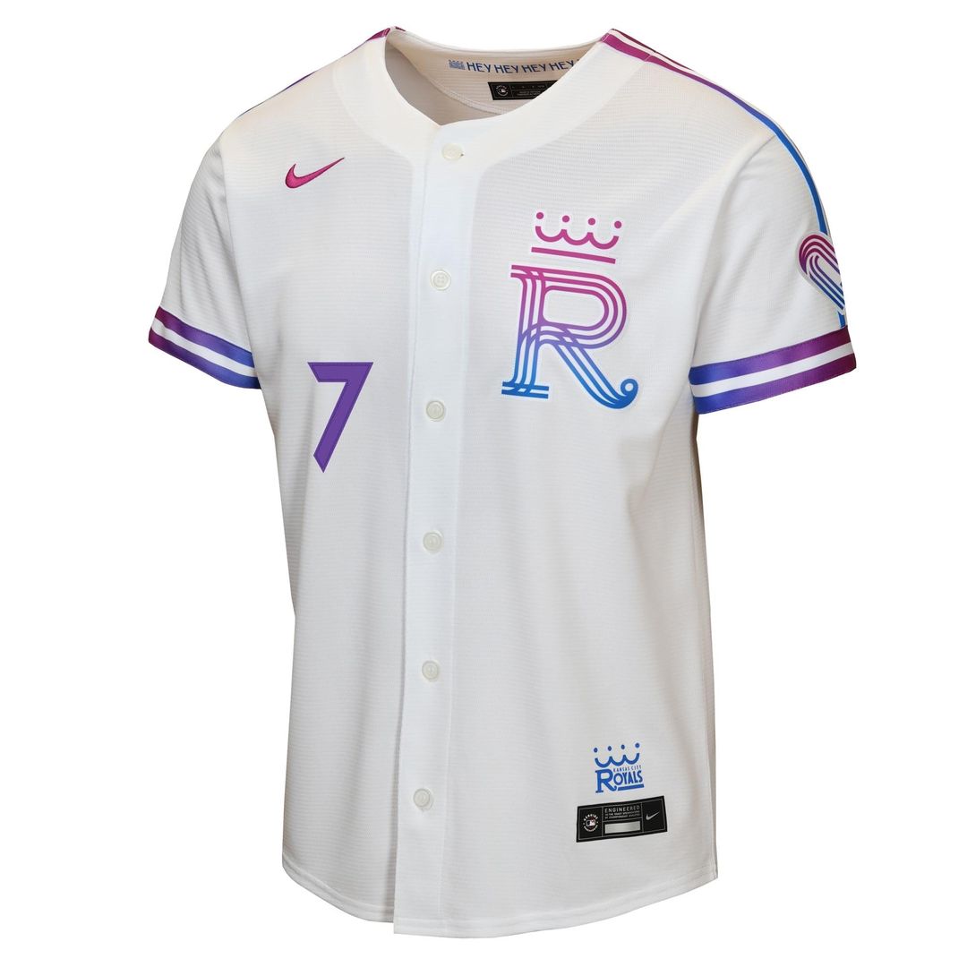 Kansas City Royals Bobby Witt Jr. Nike Youth 2026 City Connect Stadium Jersey - White Team Jersey Sports Fan Apparel