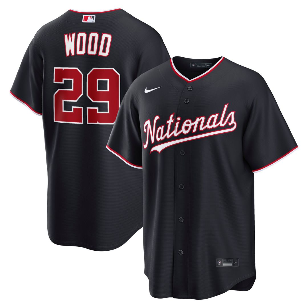 Washington Nationals James Wood Nike Alternate Replica Jersey - Navy Team Jersey Sports Fan Apparel