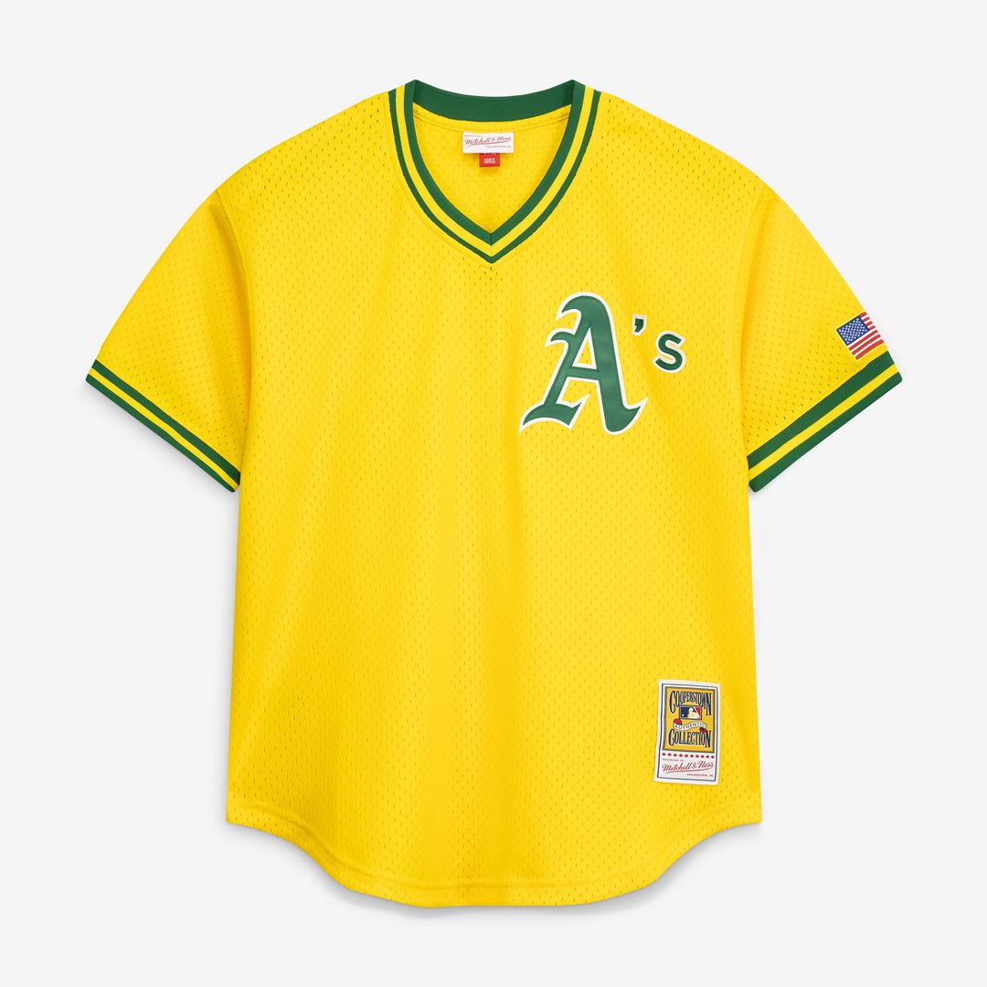 Athletics Rickey Henderson Mitchell & Ness Authentic Batting Practice Jersey - Yellow Team Jersey Sports Fan Apparel