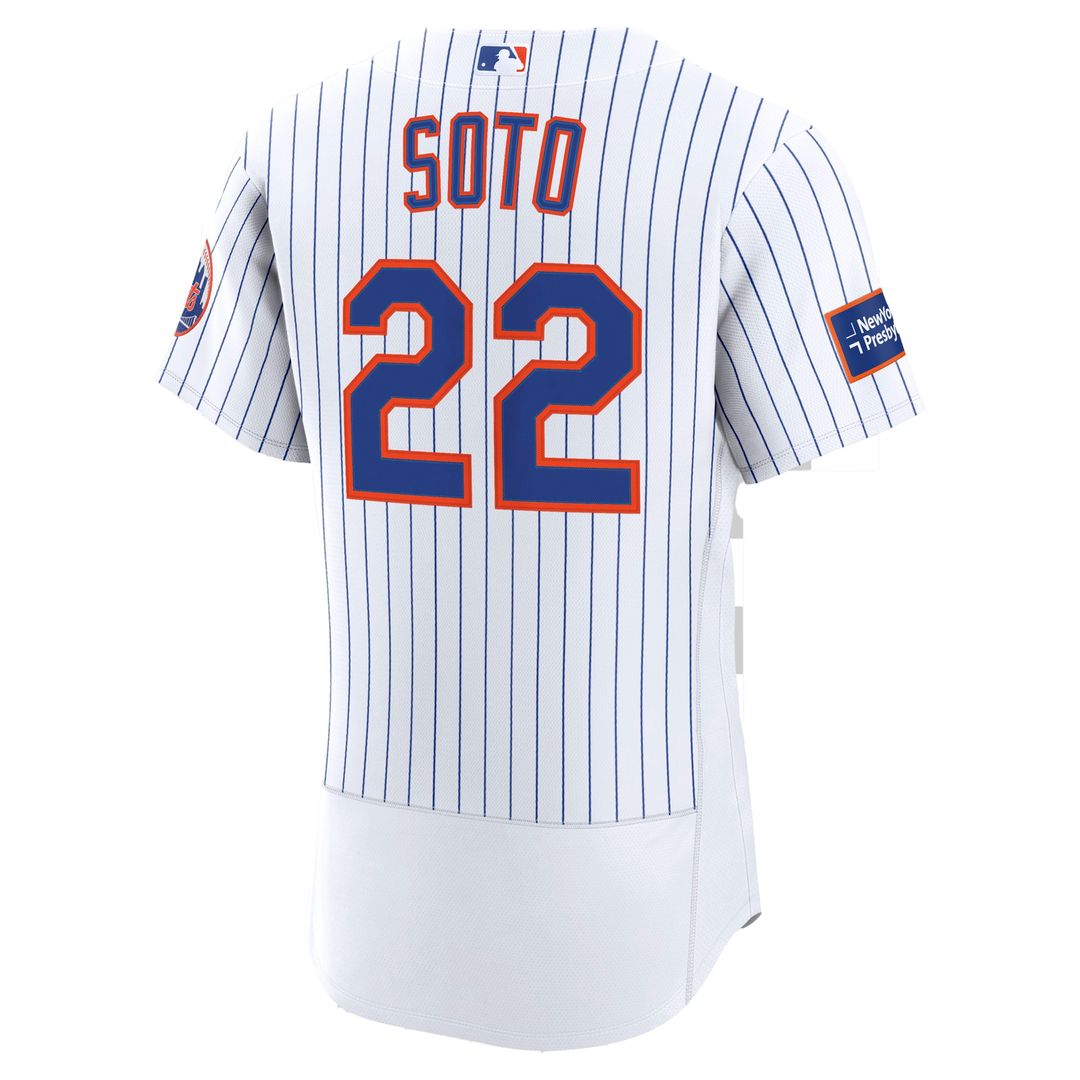 New York Mets Juan Soto Nike Home Authentic Sponsor Patch Jersey - White Team Jersey Sports Fan Apparel