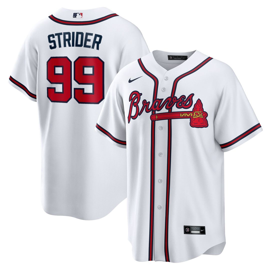 Atlanta Braves Spencer Strider Nike Replica Player Jersey - White Team Jersey Sports Fan Apparel