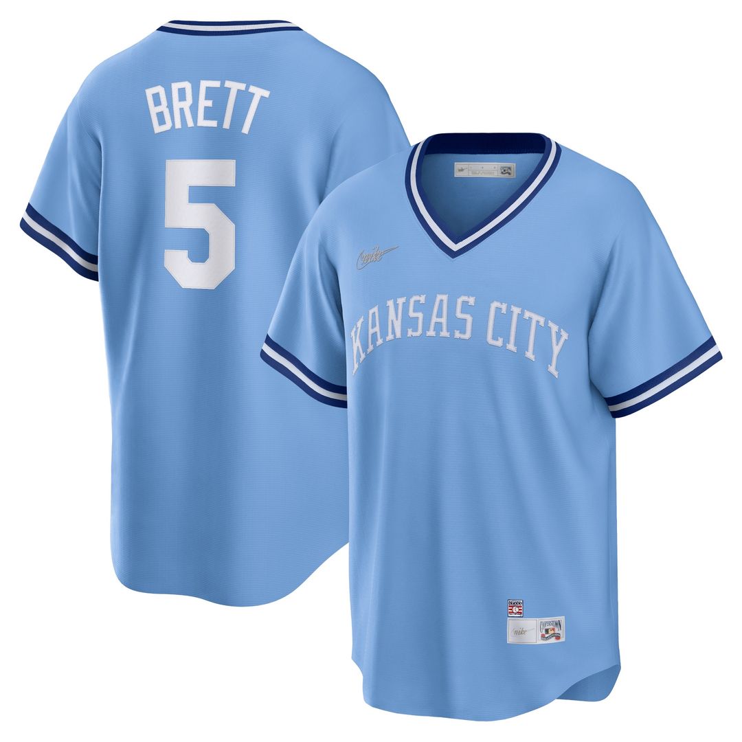 Kansas City Royals George Brett Nike Road Cooperstown Player Jersey - Light Blue Team Jersey Sports Fan Apparel