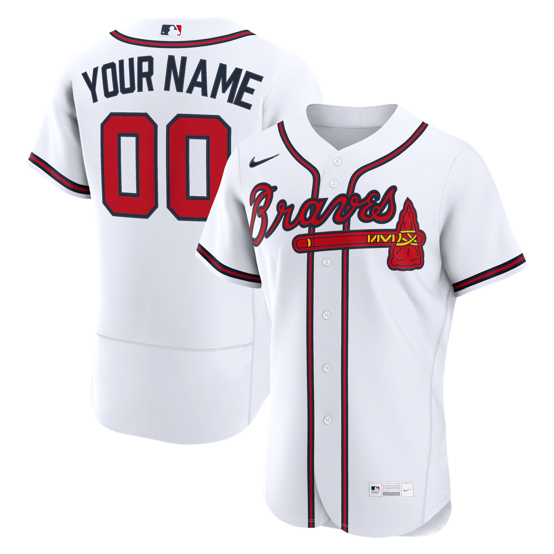 Atlanta Braves Nike Home Authentic Custom Jersey - White Team Jersey Sports Fan Apparel