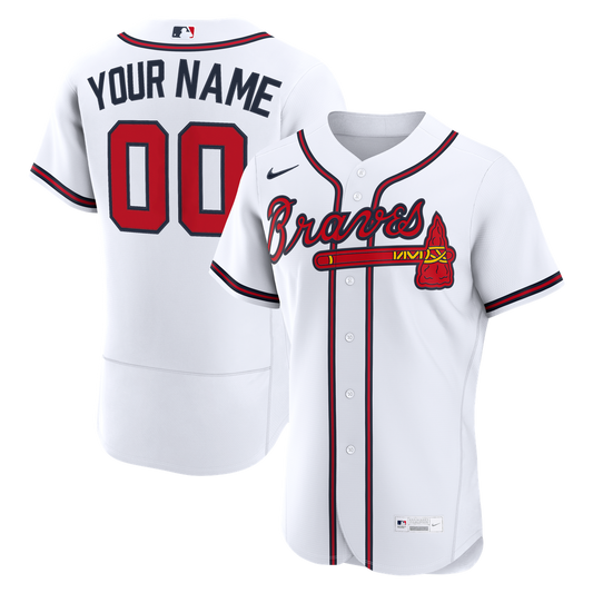 Atlanta Braves Nike Home Authentic Custom Jersey - White Team Jersey Sports Fan Apparel