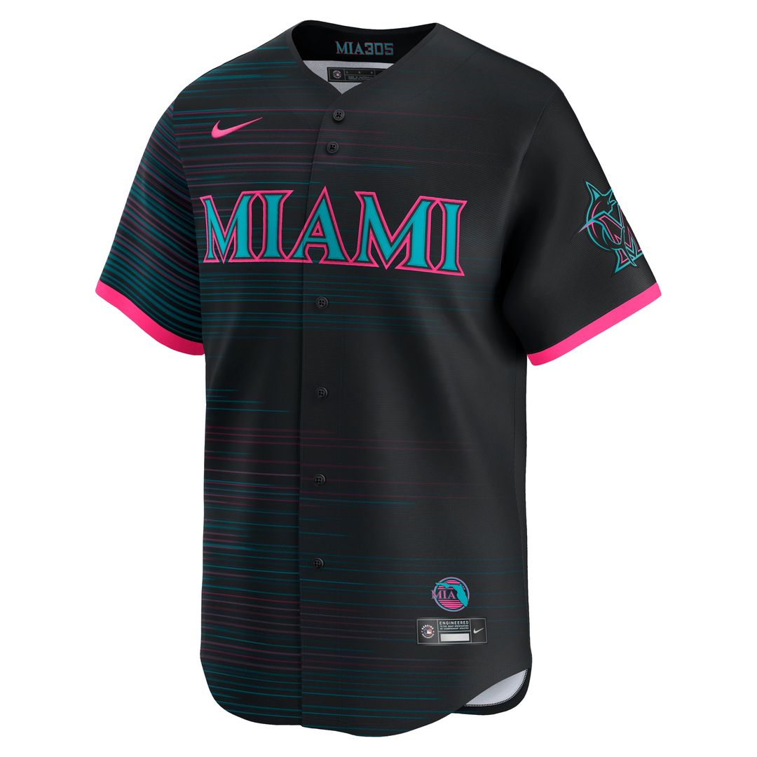 Miami Marlins Nike 2025 City Connect Limited Jersey - Black Team Jersey Sports Fan Apparel