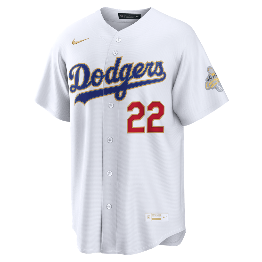Los Angeles Dodgers Clayton Kershaw Nike 2026 Gold Collection Stadium Jersey - White Team Jersey Sports Fan Apparel