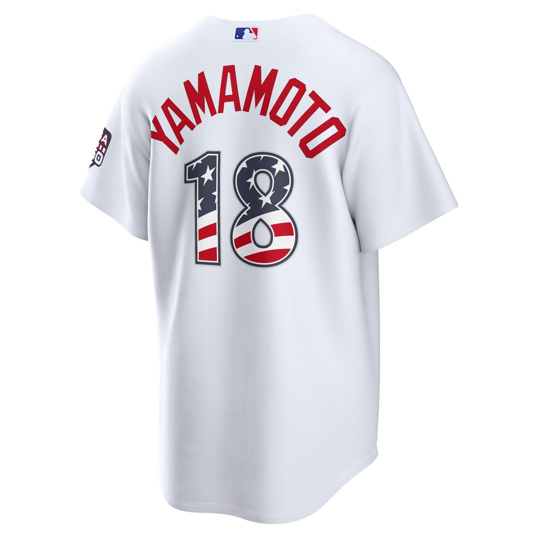 Los Angeles Dodgers Yoshinobu Yamamoto Nike USA 250 Fourth of July Home Stadium Jersey - White Team Jersey Sports Fan Apparel