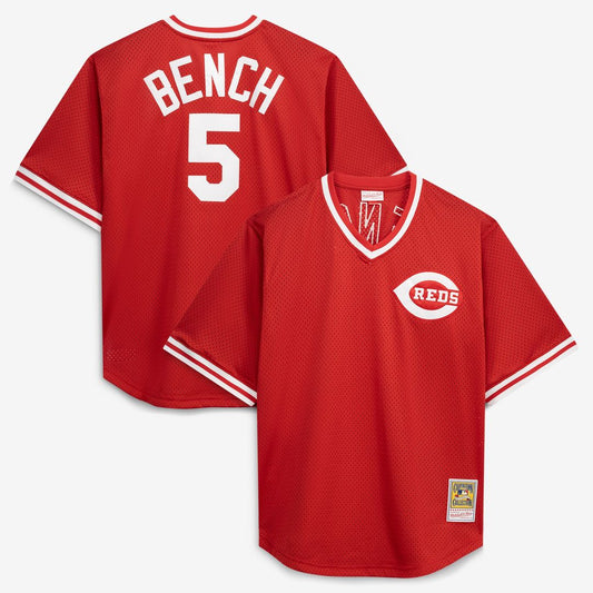 Cincinnati Reds Johnny Bench Mitchell & Ness Cooperstown Big & Tall Mesh Batting Practice Jersey - Red Team Jersey Sports Fan Apparel
