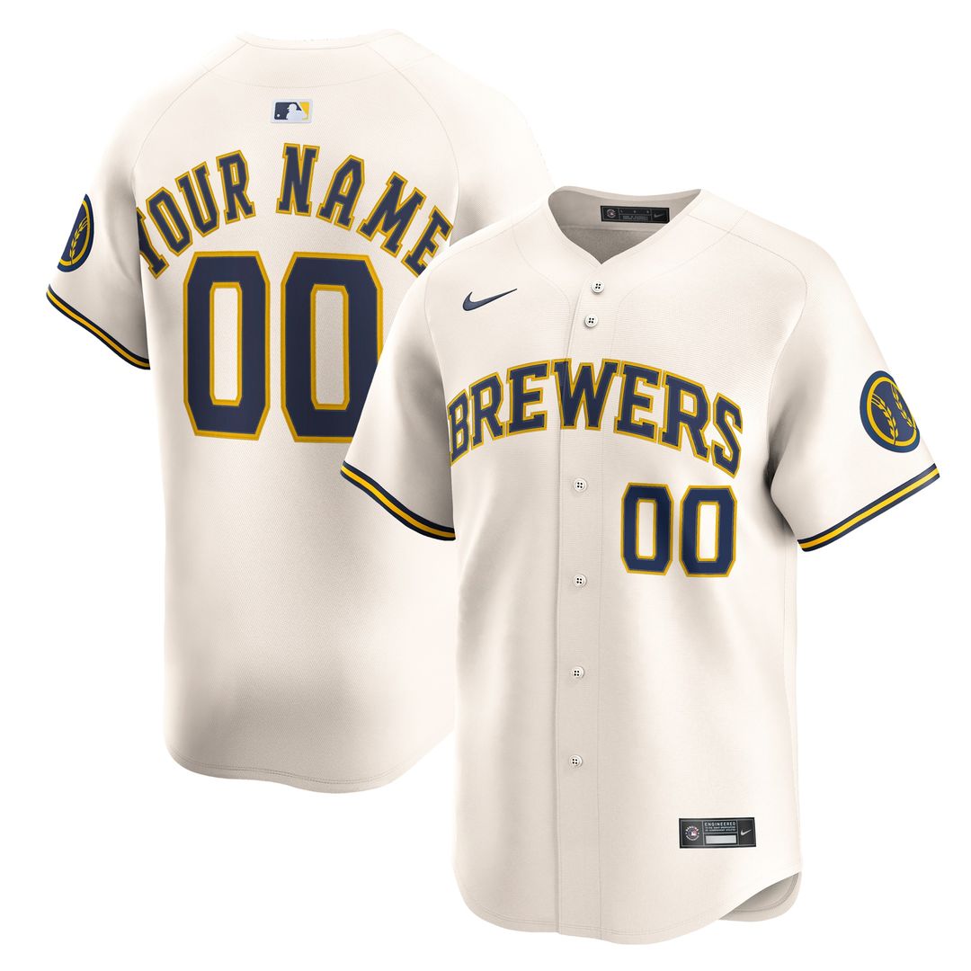 Milwaukee Brewers Nike Home Limited Custom Jersey - Cream Team Jersey Sports Fan Apparel