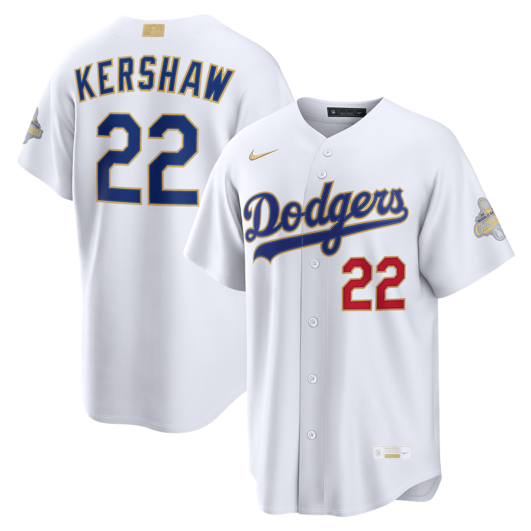 Los Angeles Dodgers Clayton Kershaw Nike 2026 Gold Collection Stadium Jersey - White Team Jersey Sports Fan Apparel