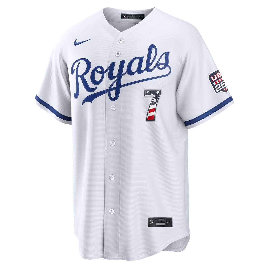 Kansas City Royals Bobby Witt Jr. Nike USA 250 Fourth of July Home Stadium Jersey - White Team Jersey Sports Fan Apparel