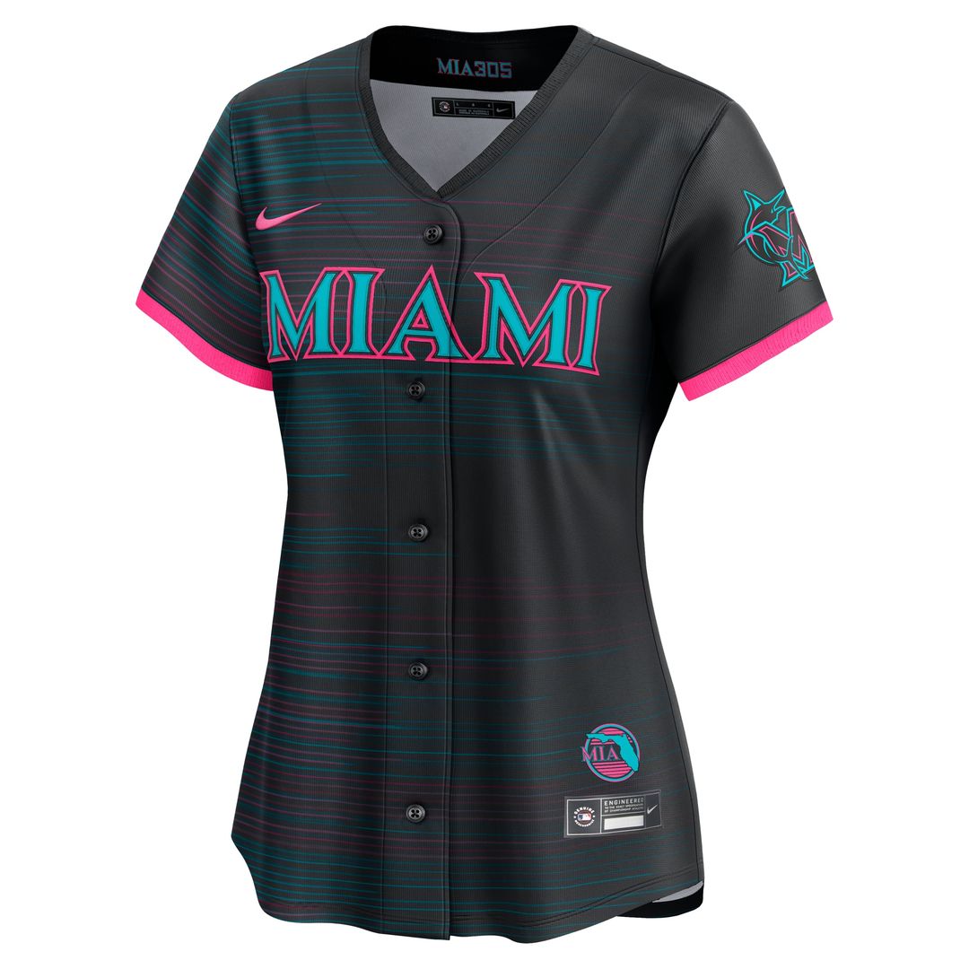 Miami Marlins Nike Women's 2025 City Connect Limited Jersey - Black Team Jersey Sports Fan Apparel