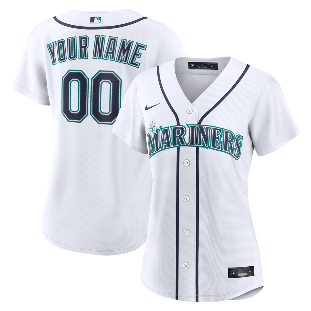 Seattle Mariners Nike Women's Home Replica Custom Jersey - White Team Jersey Sports Fan Apparel